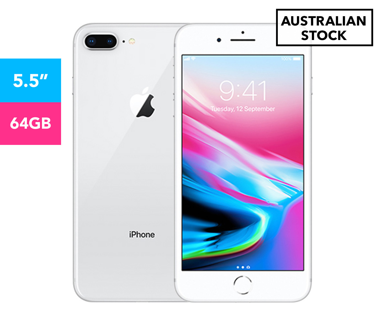 Apple iPhone 8 Plus 64GB Smartphone (AU Stock) Unlocked - Silver 
