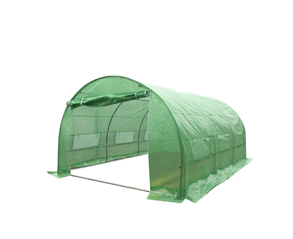 3x4.5m Heavy Duty 0.8x25mm Galvanised Frame Garden Shed PE Polytunnel Greenhouse