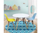 Timber Kids Play Table and Chairs 3PCS Package -1 x White Table 2 x Blue Yellow Chairs