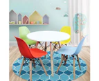Timber Kids Play Table and Chairs 5PCS Package -1 x White Table 4 x Blue Red Green Yellow Chairs