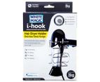 White Magic i-Hook Hair Dryer Holder - Stainless Steel/Black