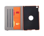 For iPad Mini 4 Wallet Case,360 Degree Rotating Cloth Leather Cover,Orange