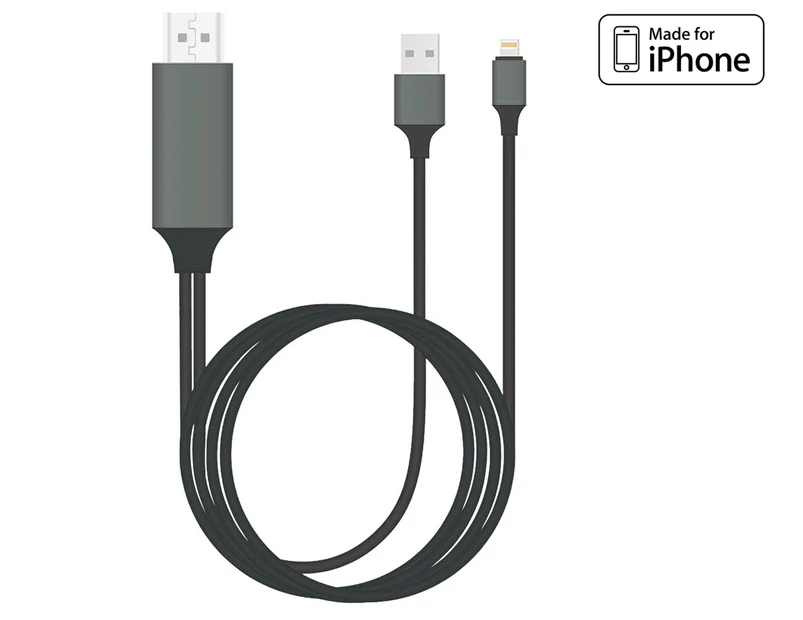 Plug & Play 2M Lightning To HDMI Cable For iPhone & iPad - Black |  