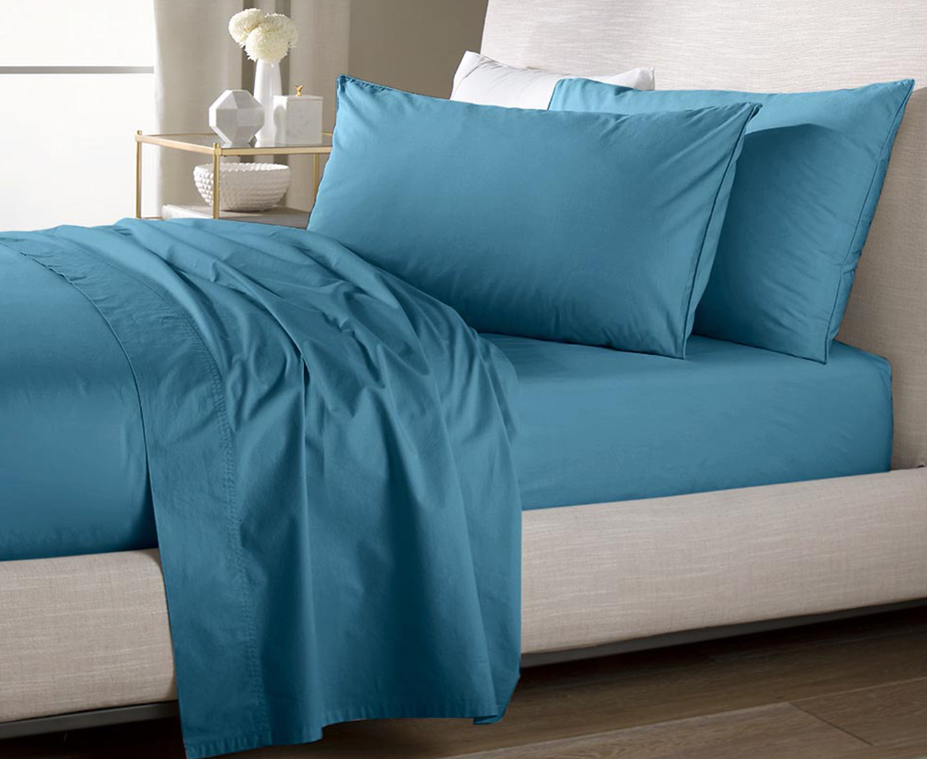 Sheridan Nashe Double Bed Fitted Sheet - Sea Green | Catch.com.au