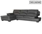 Winton Leather 2.5-Seater + Chaise Set - Grey