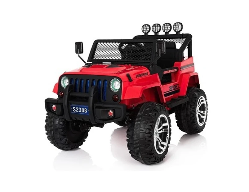 Electric Ride on Jeep Remote Control Off Road Kids Car w/Built-in Songs - Red