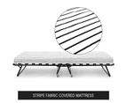 Portable Folding Camping Bed with Stripe Mattress Indoor/Outdoor -Single