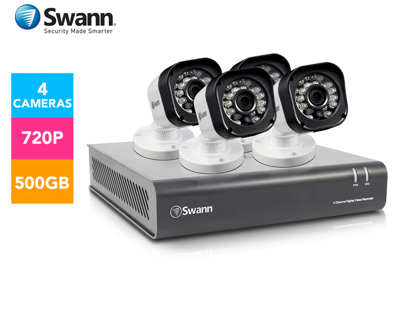 Swann Home Security DVR4-1580 4-Channel 720p Digital Video Recorder & 4 x PRO-T835 Cameras