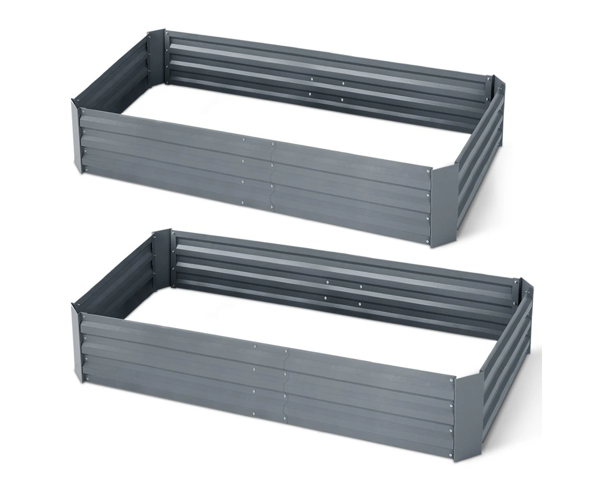 2x Galvanised Steel Raised Garden Bed Rectangular Planter 150cm x 90cm