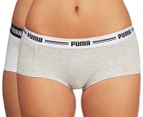Puma Women's Iconic Mini Short 2-Pack - White/Grey Melange