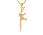 King Ice - M4 Assault Rifle Weapon Pendant Necklace gold