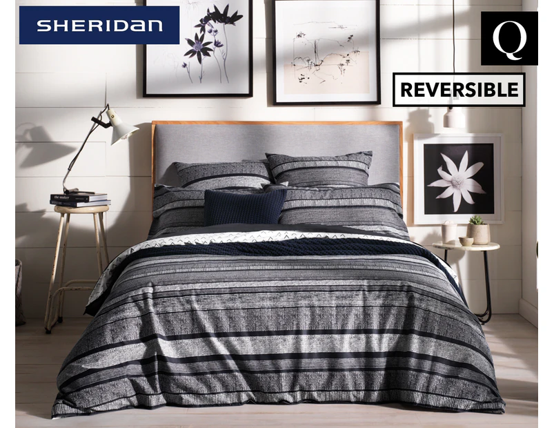 Sheridan Derry Queen Bed Reversible Quilt Cover - Midnight