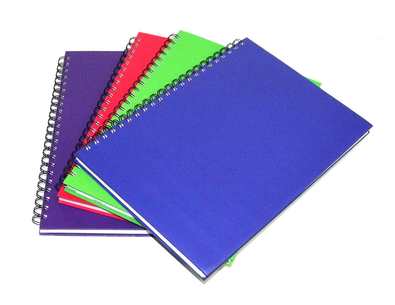 Cumberland 4 x A4 Bright Coloured Notebook - Feint Ruled - 200 Pages - Assorted