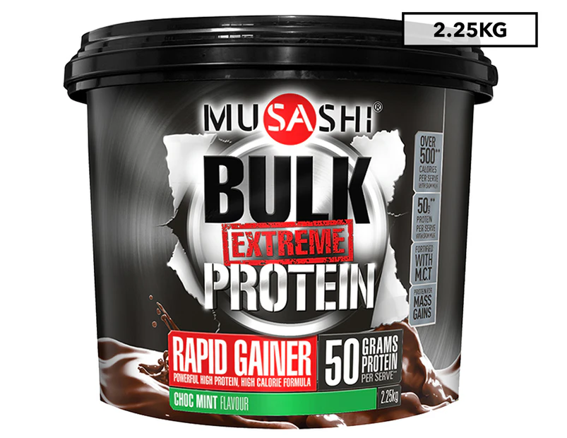 Musashi Bulk Extreme Rapid Gainer Protein Powder Choc Mint 2.25kg