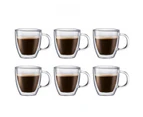 6pk Double Wall Thermo Glass Glasses Cup Mug CoolTouch Hot Cold Drink Coffee tea