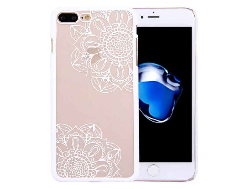 iPhone 8 PLUS & 7 PLUS Case, Flower Embossed Mandala Transparent Cover, White