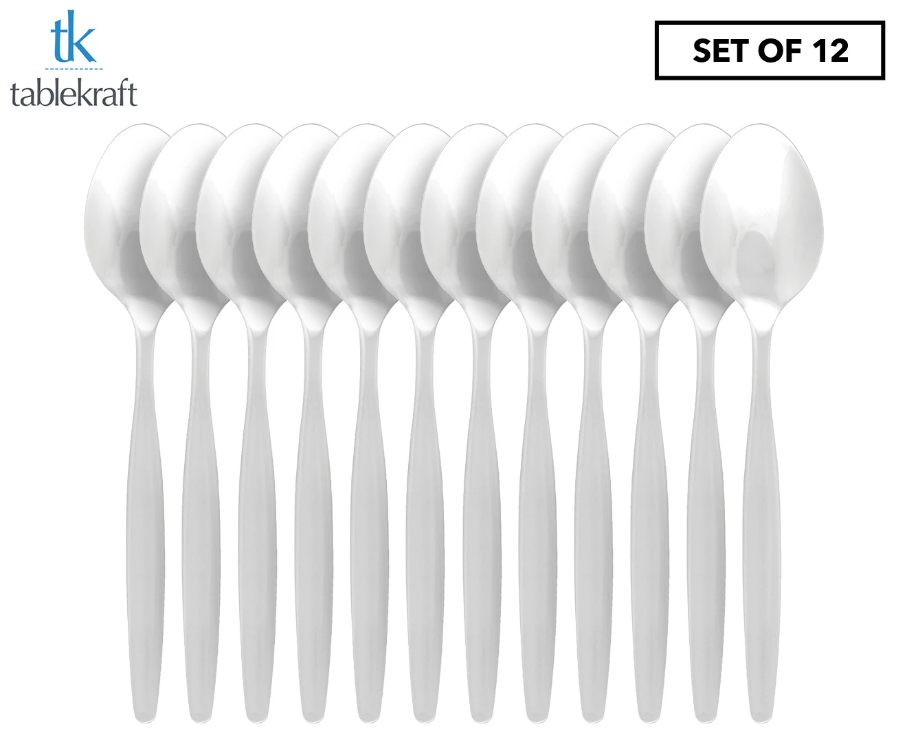 Set of 12 Tablekraft Atlantis Teaspoons - Silver