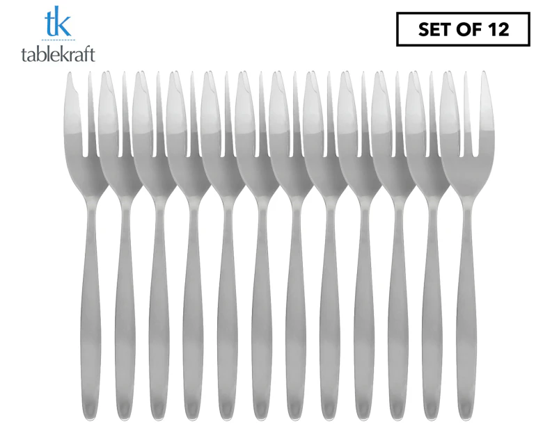 Set of 12 Tablekraft Atlantis Cake Fork - Silver