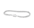 Iced Out Bling High Quality Bracelet - SILVER 1 ROW 4mm - Silver