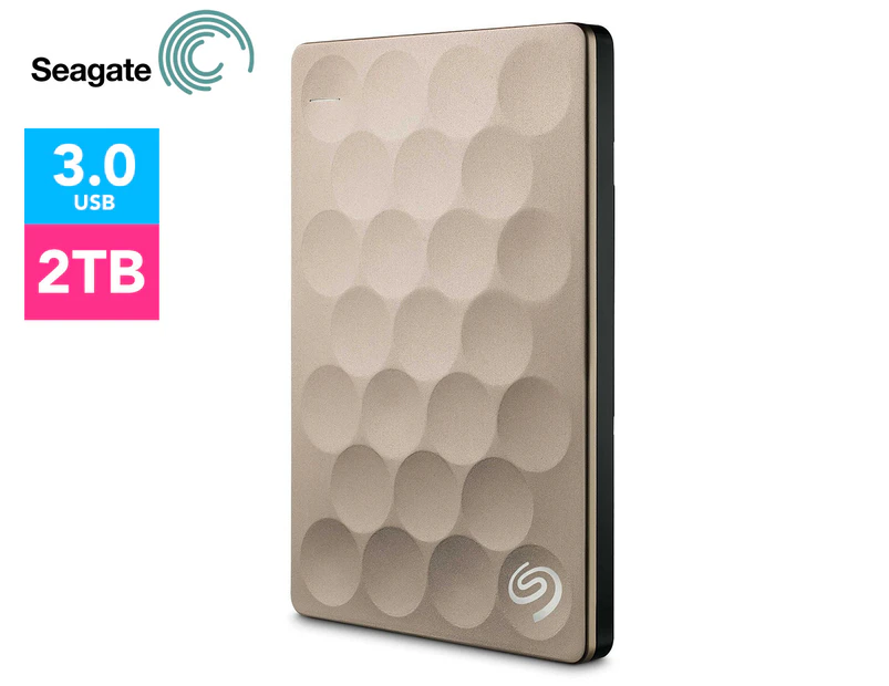 Seagate Backup Plus Ultra Slim 2TB Portable Drive - Gold
