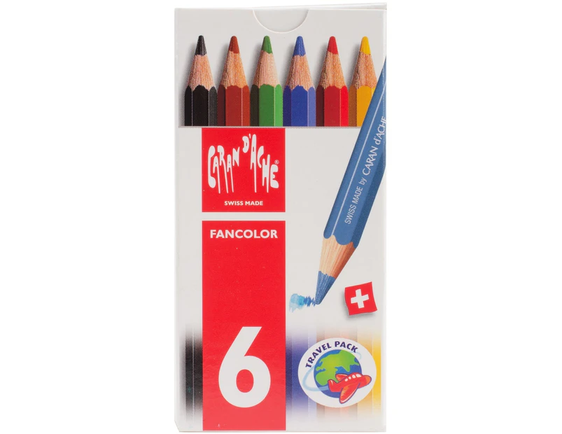 Caran D'Ache Fancolor Water Soluble Pencils Half Length 6Pkg-