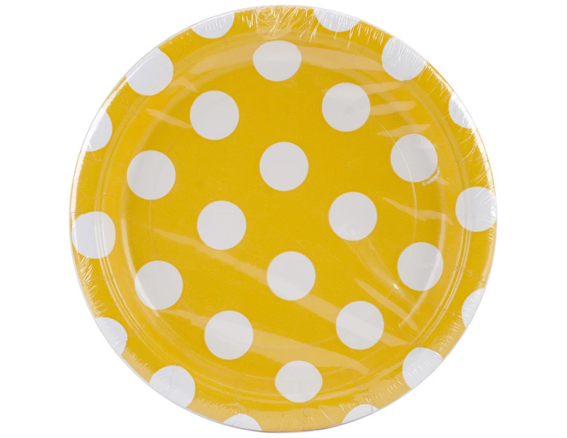 Round Plates 6.75" 8/Pkg-Sunflower Yellow Decorative Dots