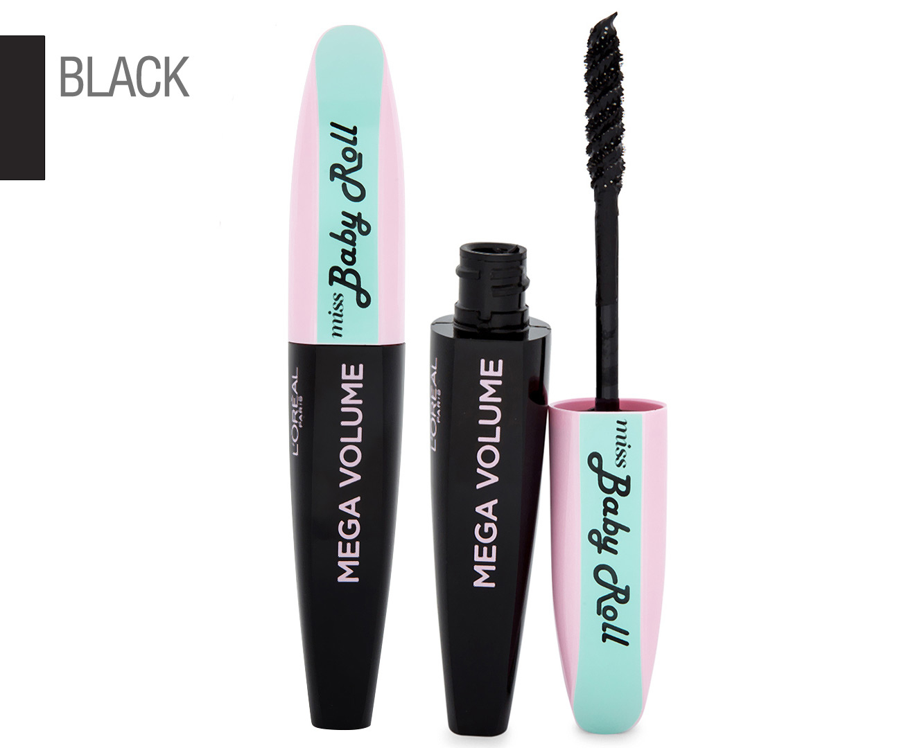 2 x L&#039;Oréal Mega Volume <b>Miss</b> Baby Roll <b>Mascara</b> 9.1mL - Black.