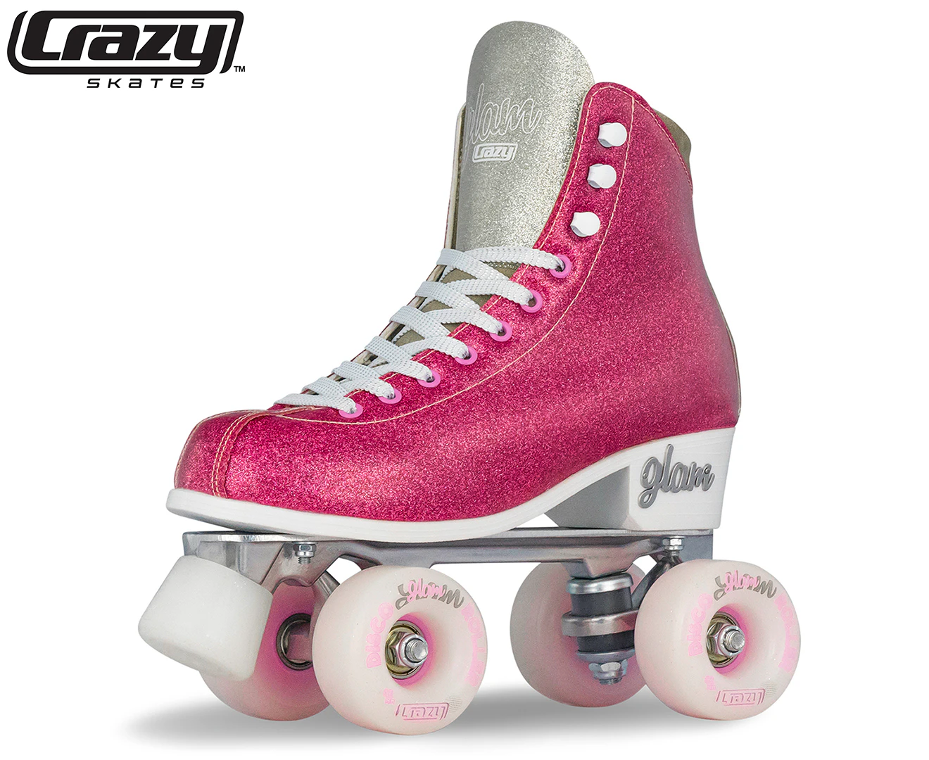 Crazy Skates Disco GLAM Roller Skates - Pink Glitter