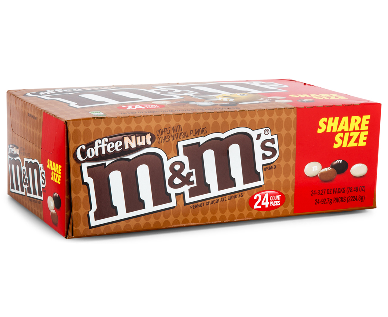 M&M's Chocolate Candy, Peanut, Share Size, 3.27 oz, 24-count