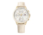 Tommy Hilfiger Women's 40mm The Carly Leather Watch - White/Nude