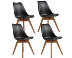 4x Black Eames Replica PU Padded Leather Retro Dining Chairs Cafe Office Kitchen Chair