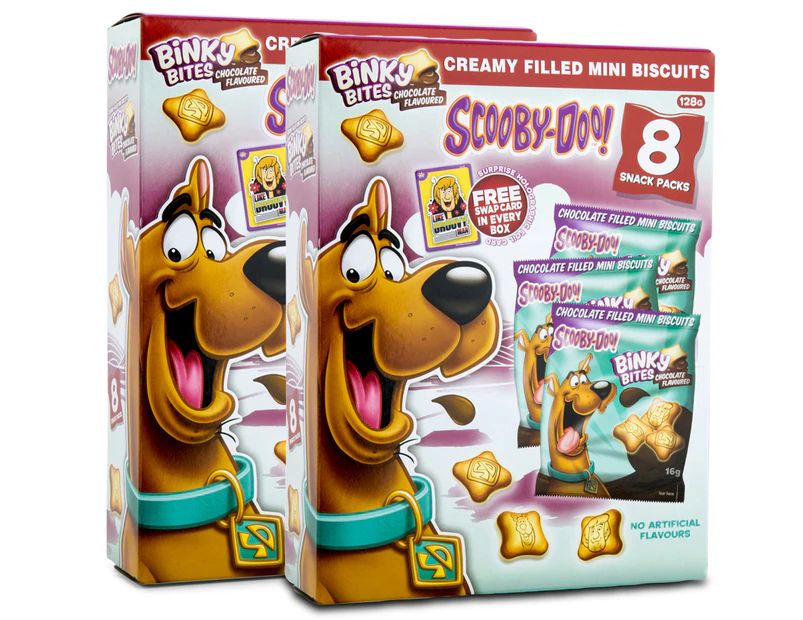 2 x Binky Bites Scooby Doo Chocolate Filled Mini Biscuits 8pk