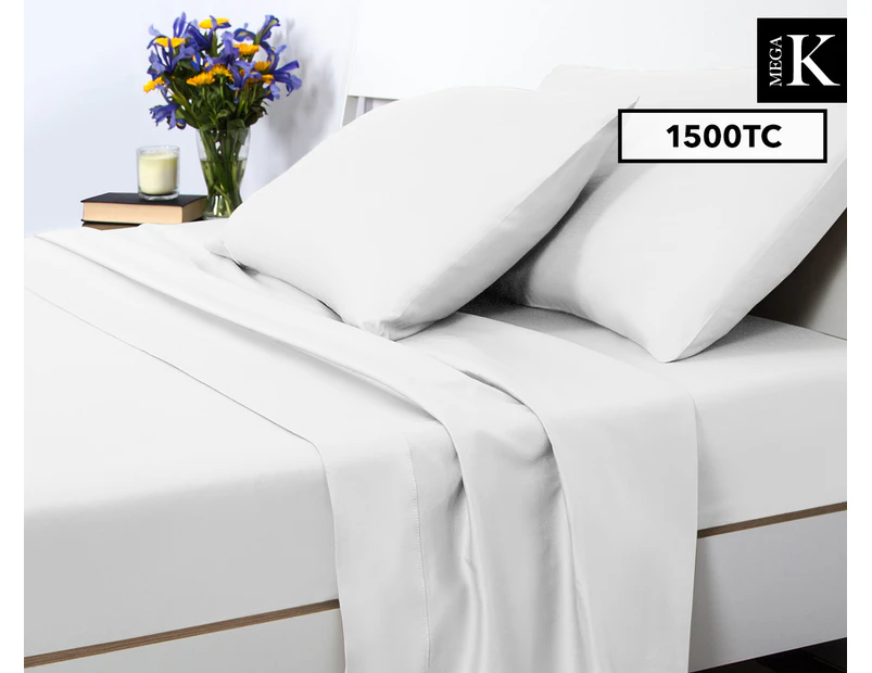 Luxury Living 1500TC Mega King Bed Sheet Set - White 