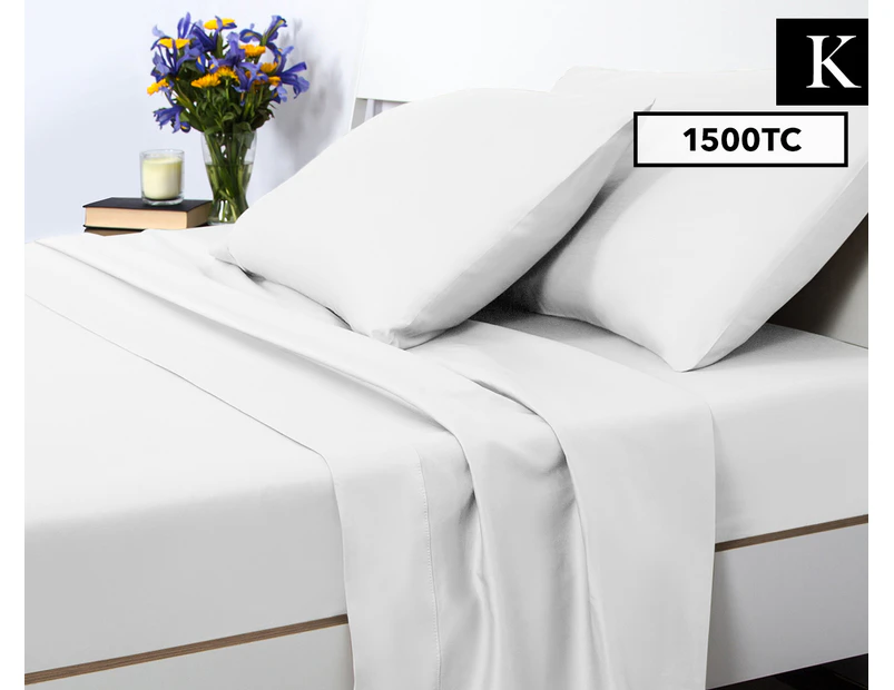 Luxury Living 1500TC King Bed Sheet Set - White