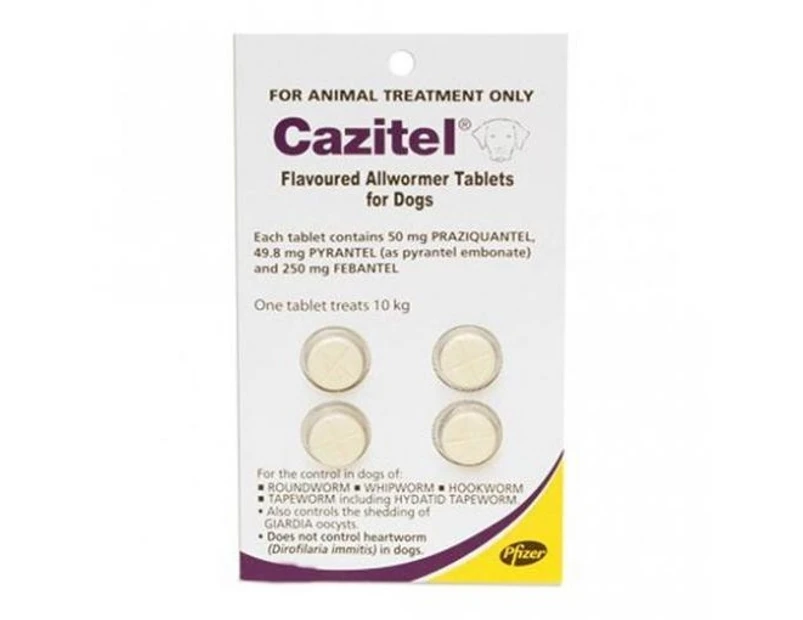 Cazitel Allwormer Tablets for Dogs up to 10 kgs - 4 Tablets Pet Worming Protection