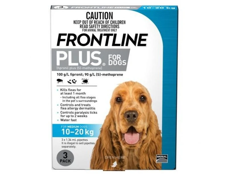 Frontline Plus - Flea Treatment for Dogs 10kg - 20kg - 3 pack