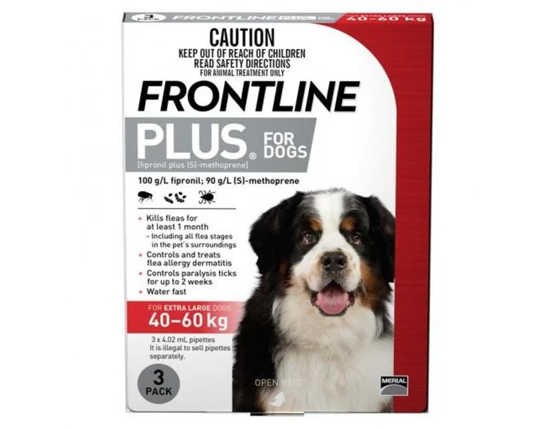 Frontline Plus - Flea Treatment for Dogs 40kg - 60kg - 3 pack