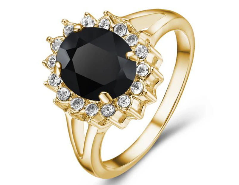 Mestige Black Windsor Ring w/ Swarovski® Crystals - Gold