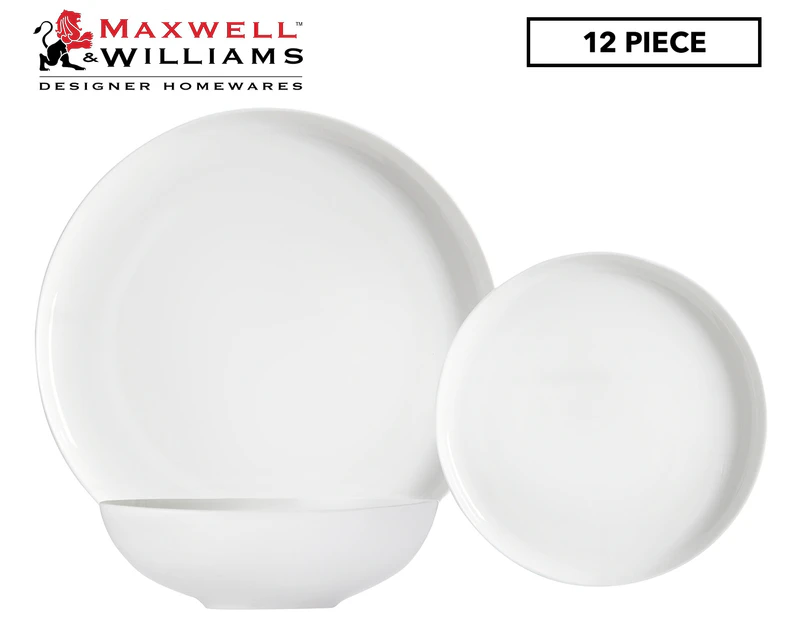 Maxwell & Williams 12-Piece Cashmere Mansion High Rim Dinner Set - White