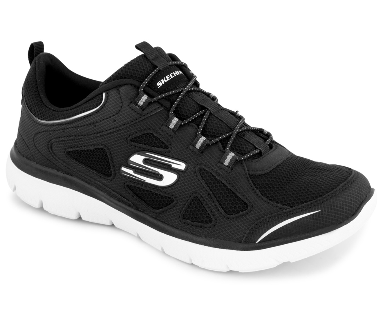 skechers black no lace shoes
