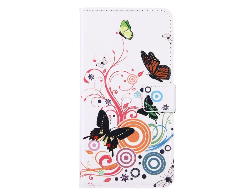 For iPhone 8 PLUS,7 PLUS Wallet Case,Colourful Butterflies Durable Leather Cover