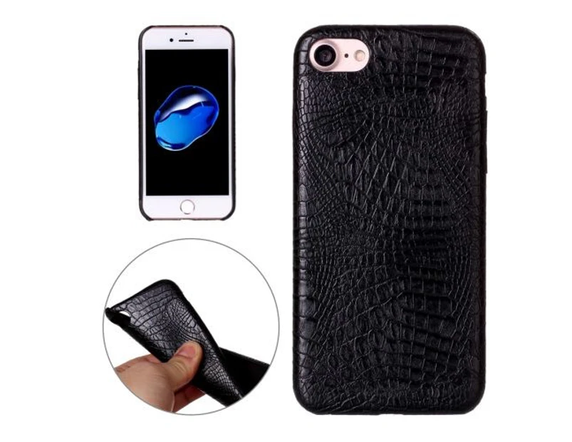 For iPhone SE (2020) / 8 / 7 Case,Smooth Crocodile Texture Leather Cover,Black