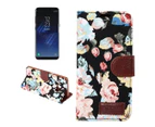 For Samsung Galaxy S8 PLUS Wallet Case,Flowery Print Stylish Leather Cover,Black