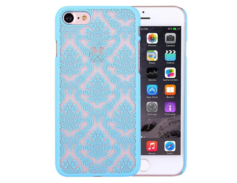 For iPhone SE (2020) / 8 / 7 Case,Mystical Flowers Protective Cover,Blue