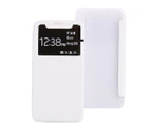 For iPhone XS,X Case,Elegant Caller ID Display Protective Leather Cover,White