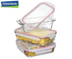 Glasslock 3-Piece Tempered Glass Food Container Set - Clear/Pink