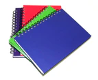 4 x Cumberland A5 Bright Coloured Notebook - Feint Ruled - 200 Pages - Assorted