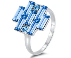 Krystal Couture Alana Cocktail Ring Made With Ft Crystals From Swarovski-White Gold/Blue