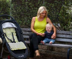 Outlook Cotton Pram Liner - Charcoal/Yellow Chevron