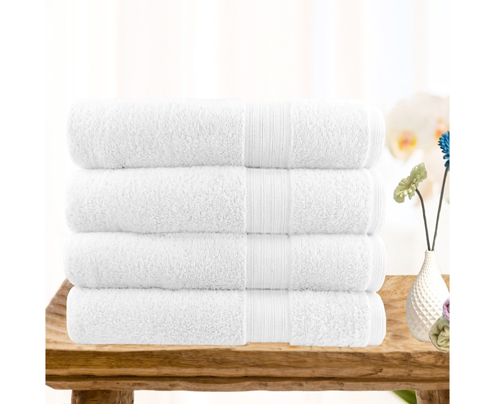 4 Piece Ultra-light Cotton Bath Towel in White | Catch.com.au